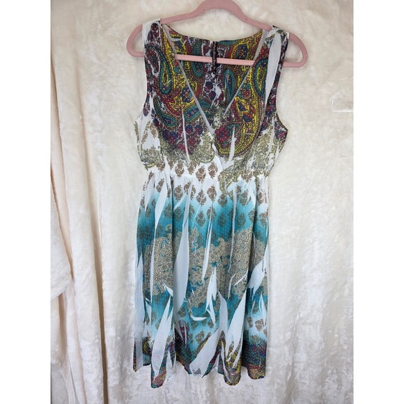 Sienna Rose Inc Dresses & Skirts - Y2K Sienna Rose Inc Paisley Swiss Dot‎ Sleeveless Empire Waist Multicolor